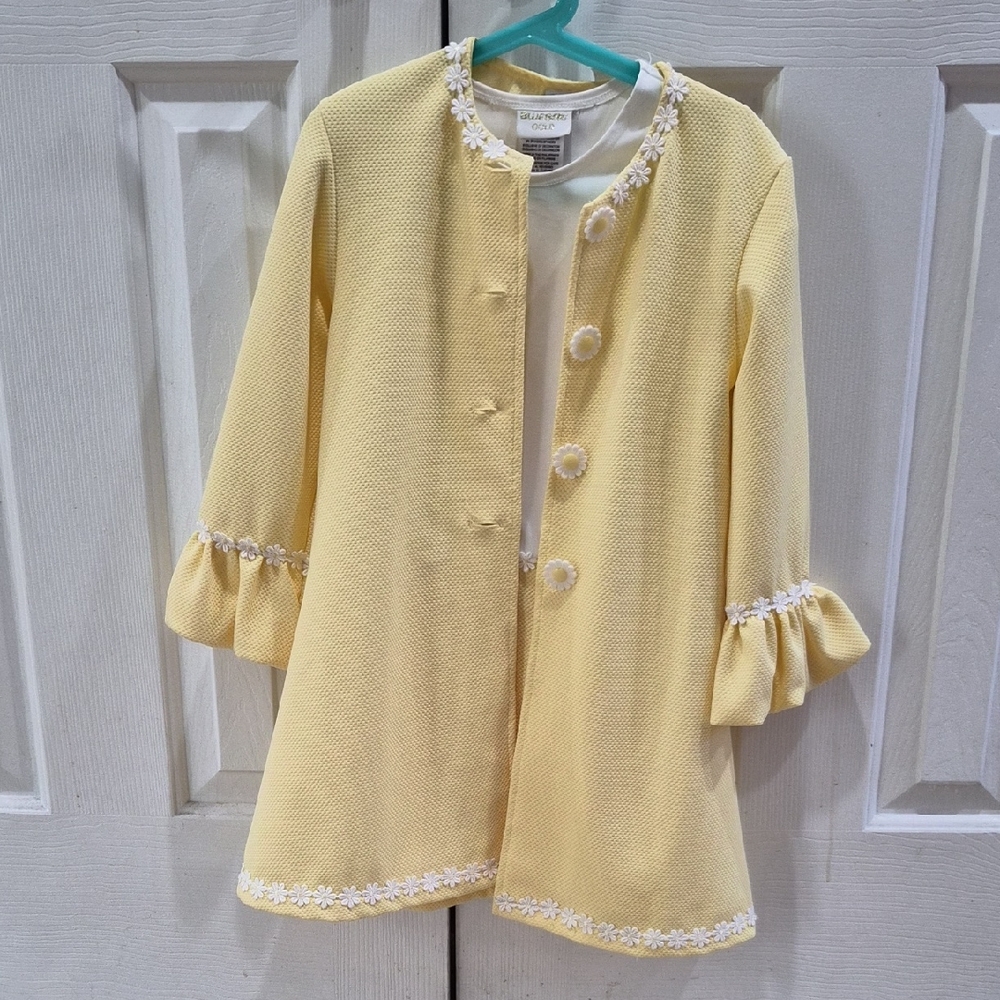 Yellow Kids Coat With Deess For Girl 6yr (Spring Dress Set)
